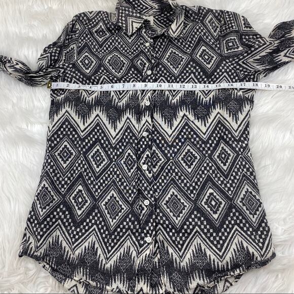 J.Crew Printed Linen Aztec Shirt Black Size XS - Picture 3 of 7